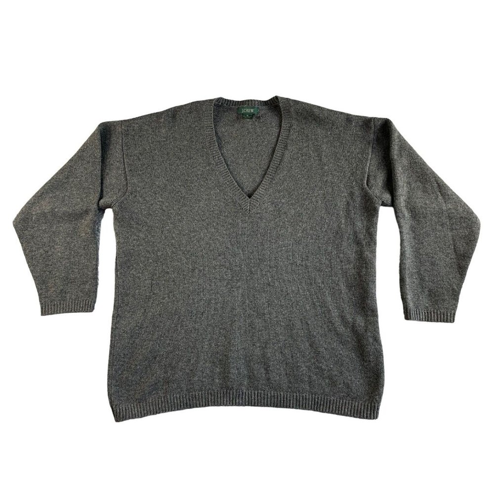 Vintage‎ J. Crew Sweater Mens Medium Gray Lambswool Fisherman Chunky Knit READ